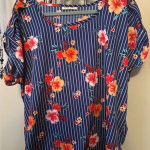 Floral Striped Women's Top